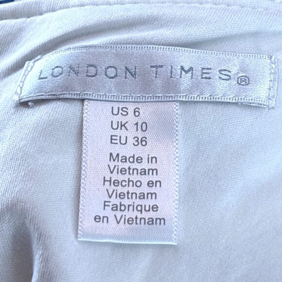 Boho Blue Floral Border Print Shift Dress Size 6 Sleeveless Summer Mediterranean - Picture 15 of 16